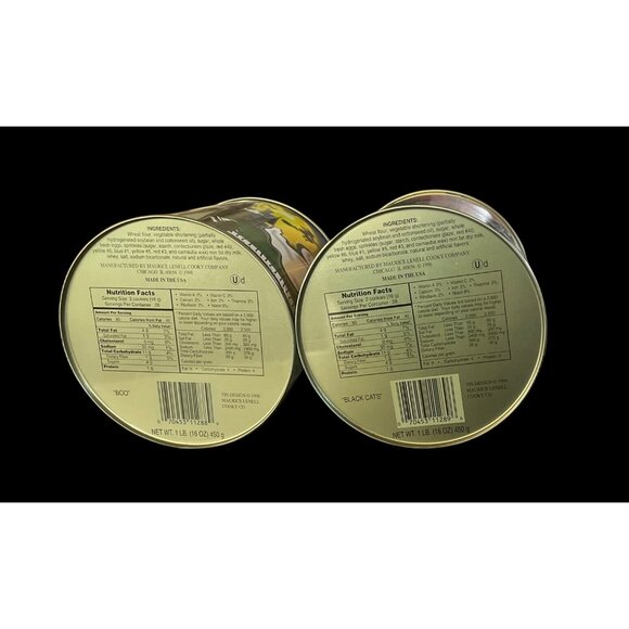 Vintage 1998 Halloween Metal Tins  Ghosts & Black Cats Design - Set Of 2 - 6" - Picture 8 of 8